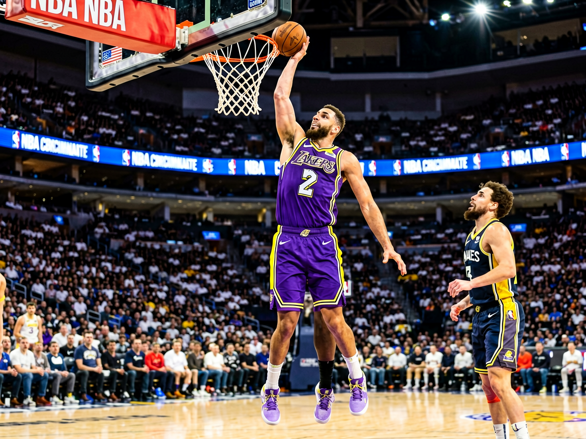 NBA比赛中球员空中接力扣篮的精彩画面